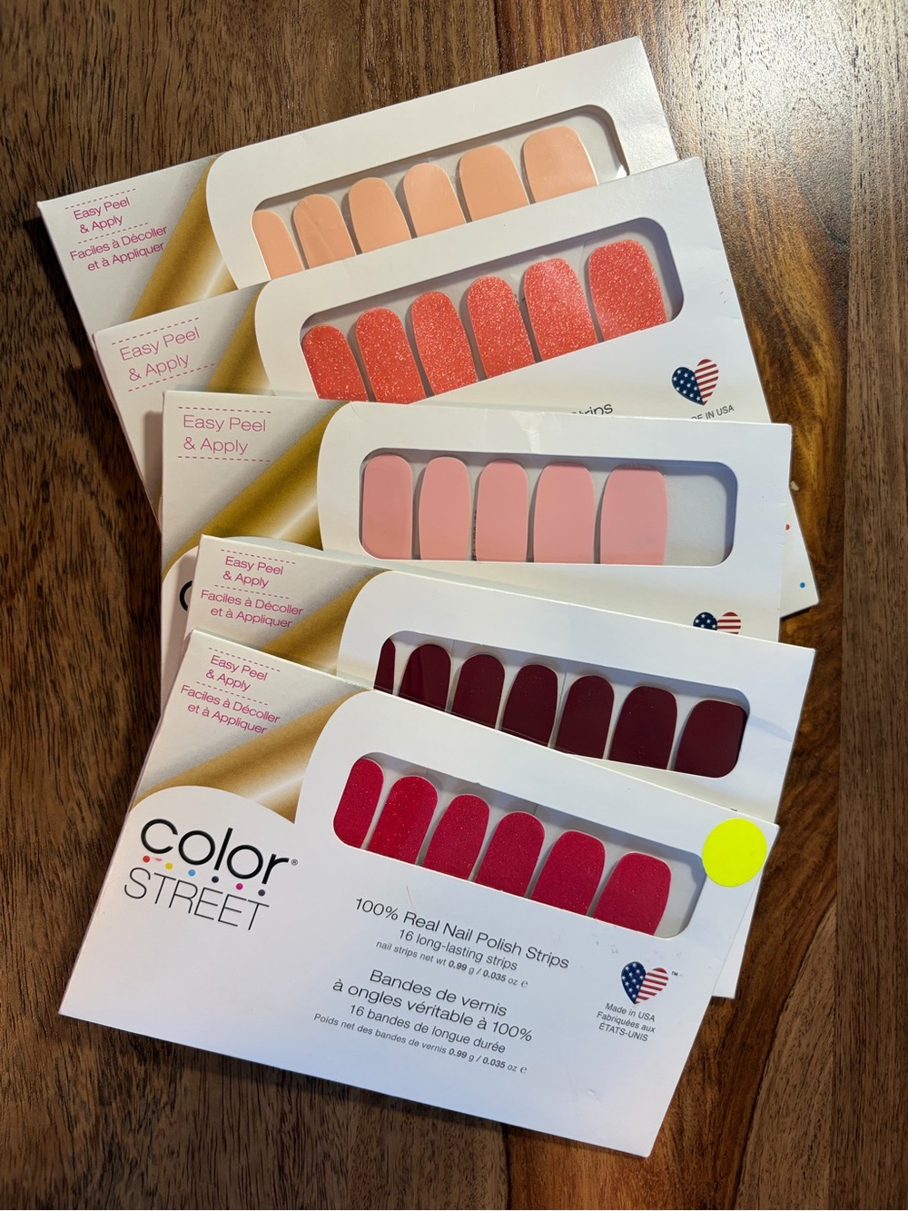 Lot of 5 - Color Street Nail Polish Strips - Mixed Pink & Red Shades
